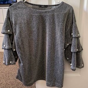 Blouse glitter and pearls Shein brand